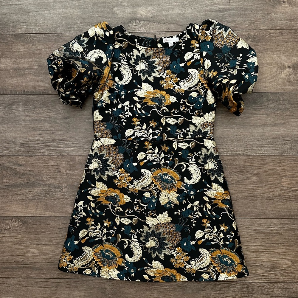 GB Social Little Girls Quarter-Sleeve Floral Jacquard Dress